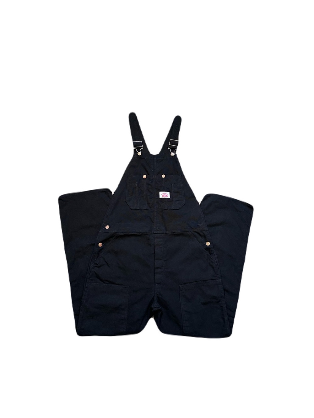 Vintage Round House Bib Overalls Mens 36x30 Double Knee Canvas USA Made Black